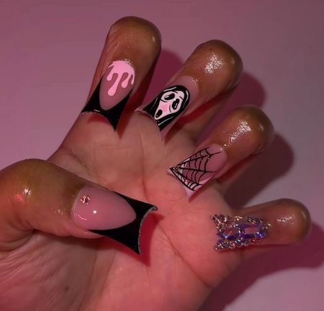 Holloween Nails, Weak Nails, Halloween Acrylic Nails, Punk Nails, Duck Nails, Colored Acrylic Nails, French Tip Acrylic Nails, Simple Acrylic Nails, Short Square Acrylic Nails