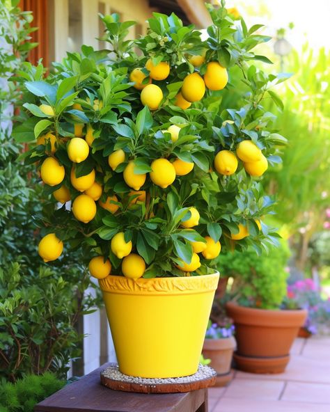 Lemon Tree Potted, Citrus Tree Indoor, Trees Indoors, Growing Citrus, Gemüseanbau In Kübeln, Pottery Decor, Citrus Plant, Small Vegetable Gardens, Plant Care Houseplant