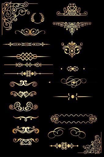 Graphic Design Stickers Ideas, Golden Border Png, Art Deco Design Graphics, Art Deco Borders, Psd Free Photoshop, Wedding Background Images, Art Deco Artwork, Golden Border, Motif Art Deco