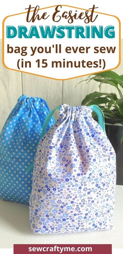 Sew A Drawstring Bag, Drawstring Bag Diy, Drawstring Bag Tutorials, Drawstring Bag Pattern, Diy Sewing Tutorials, Sewing Machine Projects, Beginner Sewing Projects Easy, Small Sewing Projects, Easy Sewing Patterns