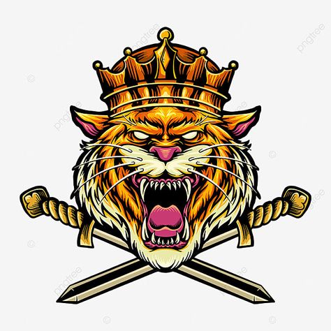 King Png, T Shirt Vector, Tiger Png, King Tiger, Transparent Background, Resolution, Illustrations, Design