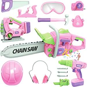 Toy Chainsaw, Kids Tool Box, Pink Tool Set, Girl Tools, Pink Tools, Toddler Girl Toys, Construction For Kids, Toy Tools, Toy Playset