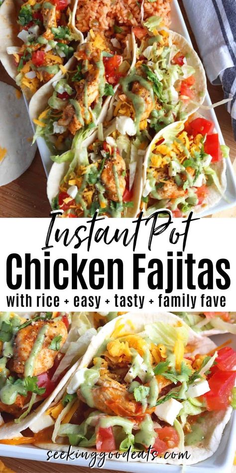 Chicken Fajitas Instant Pot, Fajitas Instant Pot, Healthy Fajitas, Fajitas Seasoning, Instant Pot Chicken Fajitas, Instant Pot Mexican Rice, Easy Mexican Dishes, Pressure Cooking Chicken, Healthy Chicken Tacos