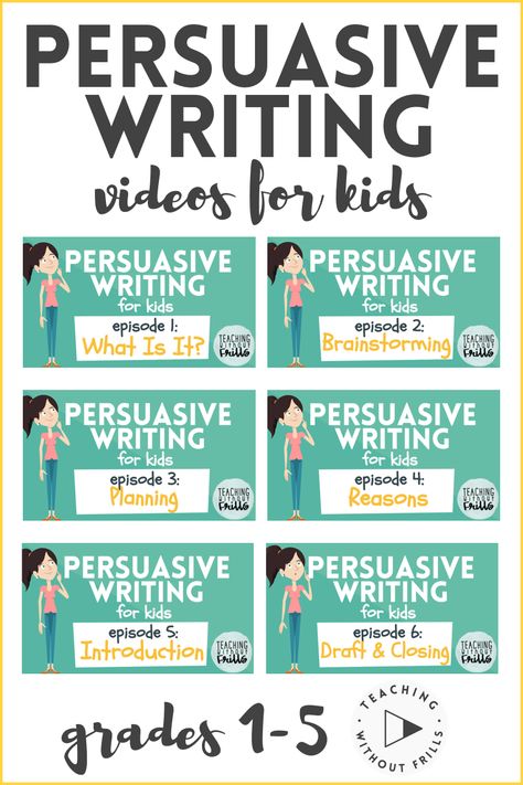 Video series by Teaching Without Frills on YouTube all about persuasive writing for kids! #persuasivewriting #opinionwriting #writingprocess Persuasive Writing Anchor Chart, Writing Videos, Writing For Kids, Persuasive Writing Prompts, Persuasive Text, Second Grade Writing, Third Grade Writing, 5th Grade Writing, 3rd Grade Writing