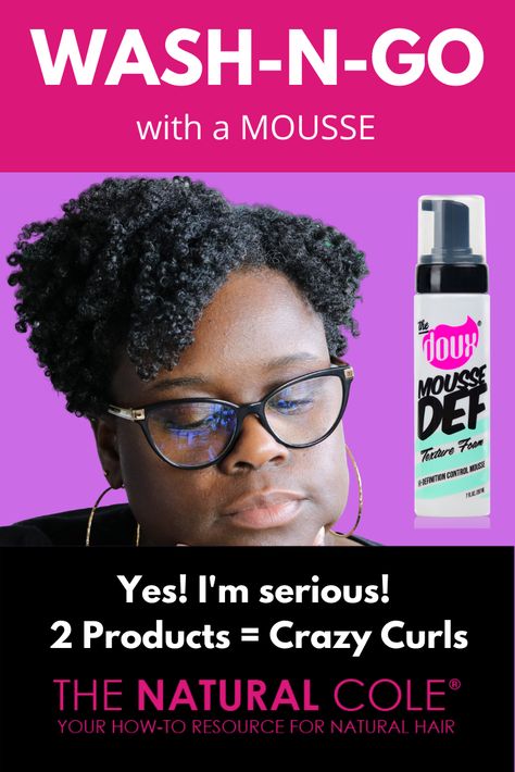 Wash-n-Go with The Doux Mousse YouTube Video. In this video I show step-by-step how to achieve fantastic curl definition using the wash-n-go technique with The Doux We Want Easy Leave-In Conditioner and Mousse Def Texture Foam. I never thought in a million years that I would be able to get super defined curls on my 4C natural hair using a mousse. I like using a mousse because my hair drys quickly and I don't experience flaking. Have you used The Doux Mousse before? If so leave a comment! Doux Hair Mousse, Mousse On 4c Hair, Doux Mousse On 4c Hair, Doux Hair Products, The Doux Mousse Wash And Go, The Doux Hair Products, The Doux Mousse, Short Twa Hairstyles, Defined Curls Natural Hair