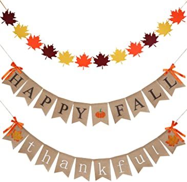 Thankful Crafts, Thankful Banner, Leaves Garland, Fall Party Themes, Fall Leaf Garland, Burlap Flag, Thanksgiving Banner, Pumpkin Garland, Fall Banner