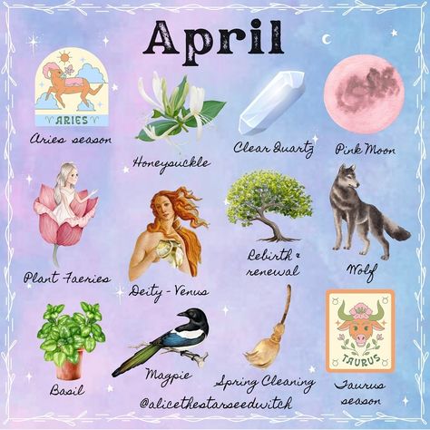 Alice Kendall | APRIL CORRESPONDENCES ✨🌸 The year progresses and suddenly we’re in April! What do you love most about April and do you have a birthday… | Instagram Zodiac Floral, Magickal Correspondences, April Zodiac, Birthday Instagram, Aries Season, Hello April, Zodiac Birthdays, Witchy Crafts, Magical Life