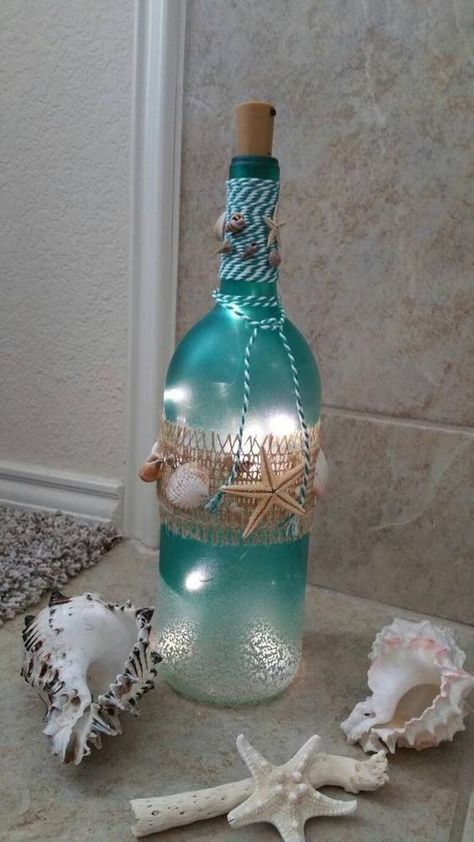 #glass_art_ashes #glass_art_awards #glass_art_artist #glass_art #glass_art_at_home #glass_art_amazon #glass_art_auction #a_glass_artist #a_glass_artisan #a_glass_artwork #a_art_glass_decor Diy Wine Bottle Crafts, Led Bottle Light, Diy Wine Bottle, Repurposed Wine Bottles, Crafts For Home Decor, Glass Bottle Diy, Diy Glass Bottle Crafts, Shell Crafts Diy, Wine Bottle Art