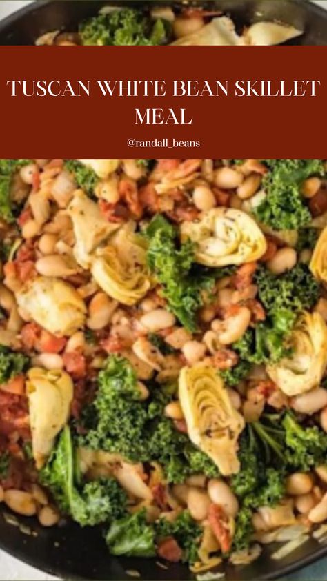 Mediterranean Bean Recipes Healthy, Creamy Tuscan White Bean Skillet, High Protein Beans Recipes, Vegan Great Northern Beans Recipe, Recipes For Navy Beans, Saturday Meals Dinners, Recipes With Great Northern Beans, Mediterranean Diet Bean Recipes, Bean And Pasta Recipes