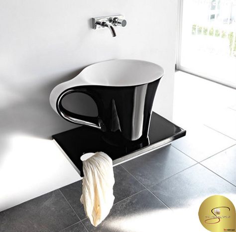 Stylish coffee cup shaped wash basin design. Lavabo Design, Washbasin Design, Modern Bathroom Sink, Basin Design, Coffee Shops Interior, Sink Design, Coffee Shop Decor, Bad Design, Cafe Interior Design