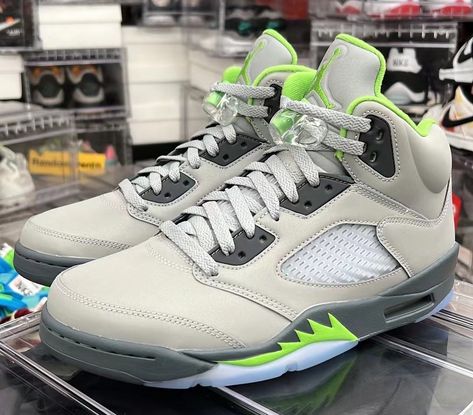 Air Jordan 5 Green Bean 2022 DM9014-003 Release Date - SBD Green Bean 5s Outfit Ideas, Jordan 5 Green Bean Outfit, Hey Dude Outfits Men, Green Bean 5s Outfit, Green Bean Outfit, High Top Sneaker Outfit, Jordan 5 Green Bean, Jordan 5 Outfit, Green Bean 5s