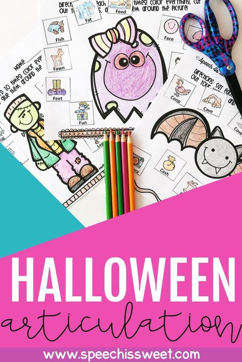 Halloween Speech Therapy Crafts, Therapy Sheets, Halloween Speech Therapy Activities, Speech Pathology Activities, Speech Therapy Free, Speech Therapy Activities Preschool, Speech Crafts, Speech Therapy Crafts, Preschool Speech Therapy