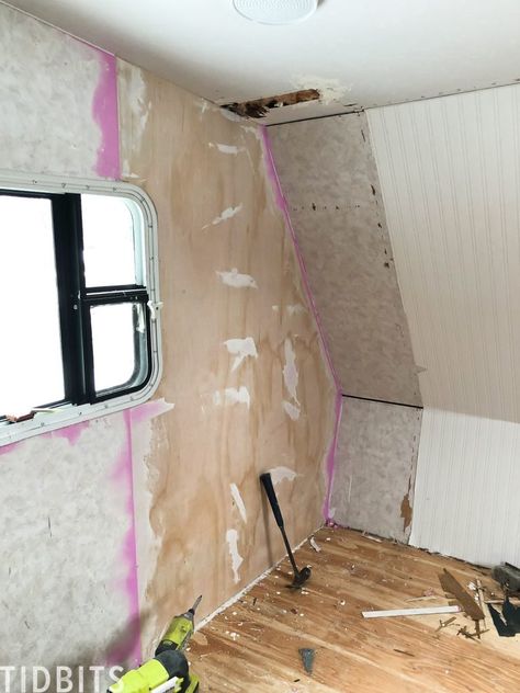 Camper Restoration Diy, Beadboard Rv Walls, Rv Wall Replacement, Trailer Wall Remodel, Rv Wall Paneling Ideas, Camper Wall Ideas, Small Rv Renovation Ideas, Pull Behind Camper Remodel, Diy Rv Decor Ideas