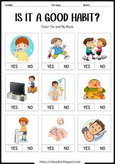 Good Habits And Bad Habits Worksheet, Good And Bad Habits Worksheet For Kids, Habits Worksheet, Free Worksheets, Good And Bad, School Project, Good Habits, Bad Habits, Worksheets For Kids