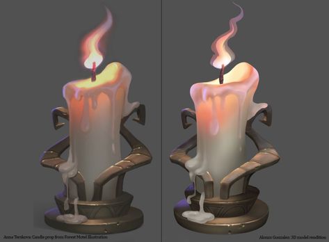 ArtStation - Stylized Fantasy Candle , Alonzo Gonzalez Seni Arab, Props Concept, 2d Game Art, Casual Art, Props Art, Fantasy Props, Game Props, Candle Art, Game Concept Art