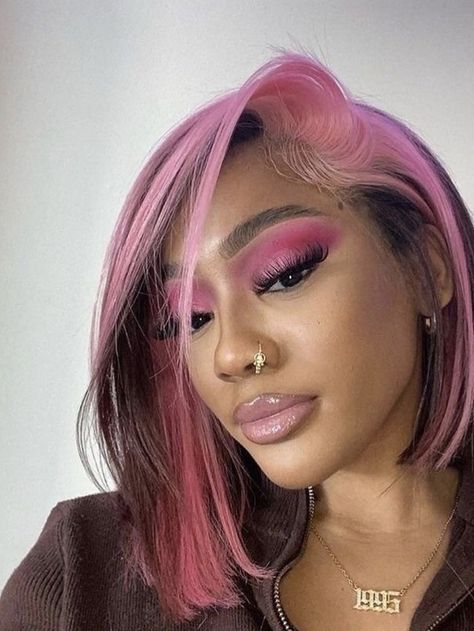 Fall Baddie, Girl Pfps, Brazilian Straight Human Hair, Dye Ideas, Dyed Natural Hair, Pink Highlights, Peinados Fáciles Para Cabello Corto, Quick Weave, Colored Hair