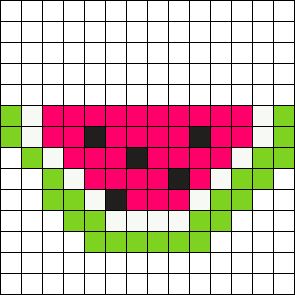 Watermelon Pixel Art, Niche Hobbies, Crossed Stitch, Watermelon Beads, Melty Bead Patterns, Fuse Bead Patterns, Art Fruit, Pony Bead Patterns, Diy Perler Bead Crafts