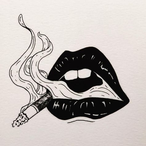 Smoking #black #illustration #flashtattoo  flash art #marlboro #cigarettes Ciggerette Sketch, Piercing Art Drawing, Cigarettesaftersex Tattoo Ideas, Smoker Tattoos, Ciggerate Drawing, Ciggerate Aesthetic, Flash Art Tattoos, Empowering Tattoos, Lips Sketch