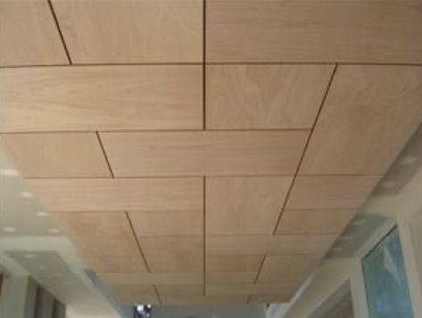 Low Wood Ceiling, Wood Ceiling Modern, Cheap Basement Ceiling Ideas, Plywood Ceiling, Low Ceiling Basement, Laminate Tile Flooring, Basement Ceiling Ideas, Plywood Wall, Small Basement Remodel