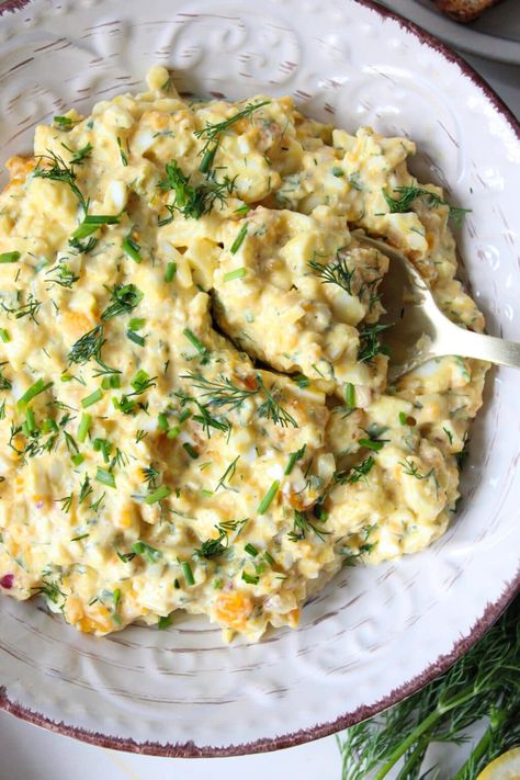 Cottage Cheese Egg Salad (High Protein) - The Balanced Nutritionist Cottage Cheese Egg Salad, Egg Salad Keto, Salad High Protein, Cottage Cheese Pasta, Keto Egg Salad, Best Egg Salad Recipe, Queso Cottage, Cottage Cheese Eggs, Salad Keto