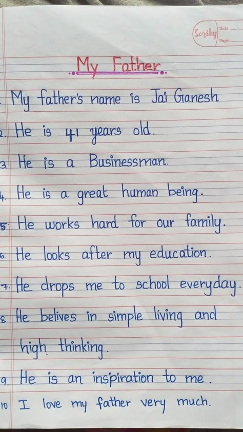 10 lines about my father Kids Questionnaire, Father Essay, Small Paragraph, Kids Craft Work, Conversation For Kids, Eng Grammar, English Conversation For Kids, Easy Math Worksheets, Easy Essay