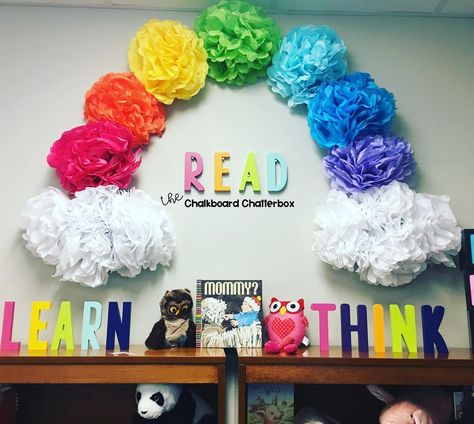 I'm in love with our Reading Rainbow 🌈 I remember watching Reading Rainbow while I was in school 😛 anyone else remember watching? Rainbow Theme Classroom, Kraftangan Prasekolah, Diy Classroom Decorations, Preschool Rooms, Kindergarten Classroom Decor, Prek Classroom, Preschool Classroom Decor, Toddler Classroom, Elementary Classroom Decor