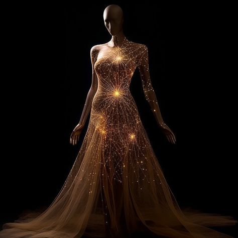 Electricity Inspired Dress, Starlight Ballgown, Sun Inspired Dress, Sun Themed Dress, Dream Dress Fantasy, Space Gown, Lightning Dress, Firefly Dress, Starlight Dress