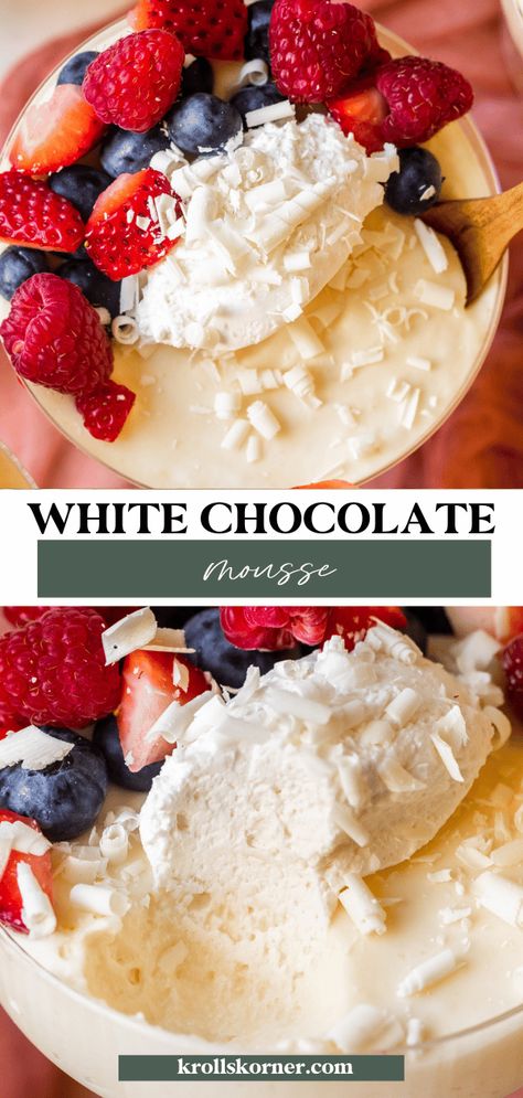 White Chocolate Cream Pie, Strawberry White Chocolate Mousse, White Chocolate Mousse Filling, Tcby White Chocolate Mousse Frozen Yogurt Recipe, White Chocolate Mousse Cake Filling Recipe, White Chocolate Cremeux Recipe, White Chocolate Mousse Cake Filling, Mousse Recipes Desserts, Mouse Deserts