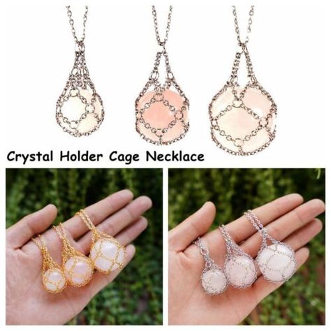 Gemstone Holder Necklace Diy, Interchangable Crystal Necklace, Crystal Net Necklace Diy, Diy Crystal Necklace Holder, Interchangeable Crystal Necklace, Stone Holder Necklace, Crystal Holder Necklace, Charm Holder Necklace, Cage Necklace