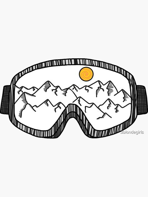 "Ski Goggles" Sticker by 3blondegirls | Redbubble Goggles Drawing, Skiing Tattoo, Ski Drawing, Mini Toile, Ski Art, Ski Goggles, Tree Ideas, Beautiful Picture, Mini Tattoos