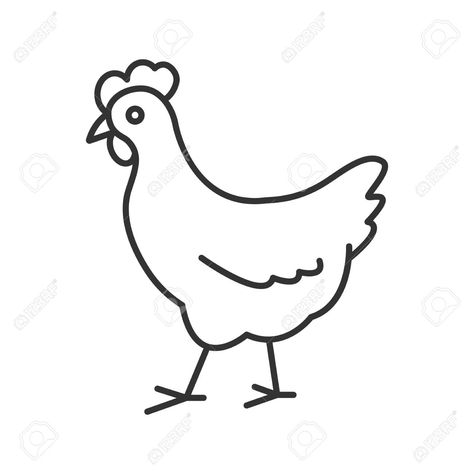 Chicken Animal Drawing, How To Draw A Chicken, Simple Chicken Drawing, Chicken Outline, Chicken Drawing, Pet Chickens, Easy Chicken, Animal Drawings, Hen