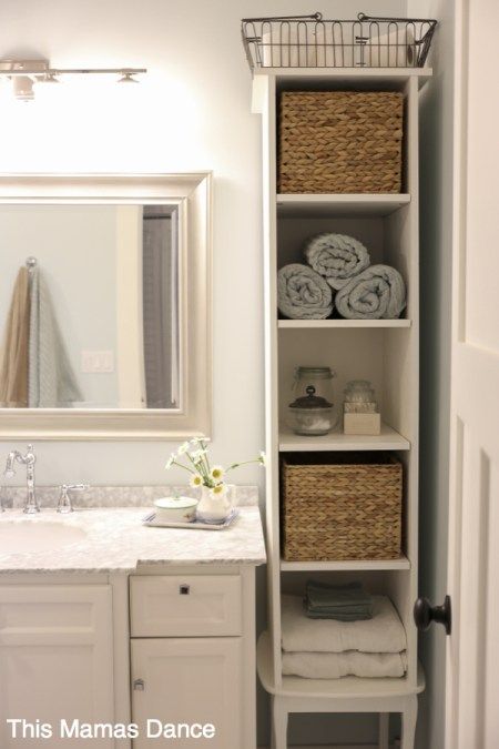 حوض الحمام, Cottage Cabinet, Diy Bathroom Storage, Bathroom Storage Solutions, Bathroom Linen Cabinet, Bad Inspiration, Linen Cabinet, Small Bathroom Storage, غرفة ملابس