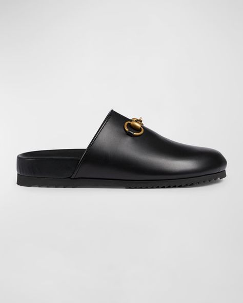 Gucci Leather Bit Slide Mules Gucci Flats, Brown Mules, Gucci Slides, Bit Loafers, Gucci Horsebit, Gucci Leather, Loafer Mules, Leather Slippers, Leather Clogs