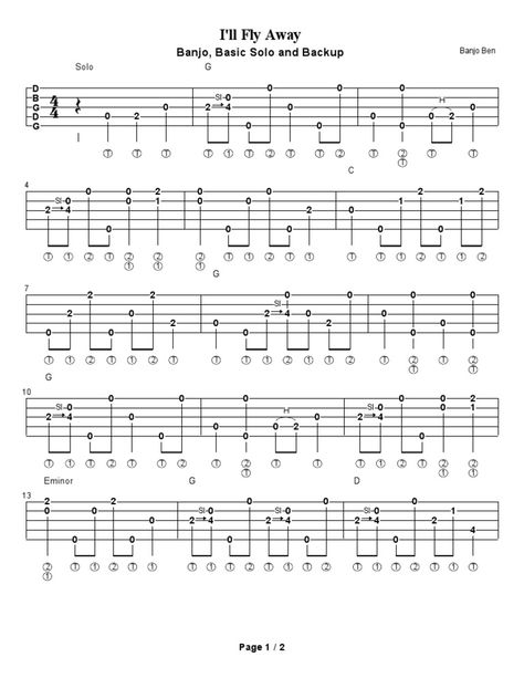 Banjo Ben Clarke's Transcription of I'll FLy away for banjo. Banjo Tabs Easy, Learning Banjo, Banjo Songs, Mandolin Songs, Banjo Art, Banjo Chords, Banjo Tabs, Banjo Lessons, Acoustic Guitar Chords