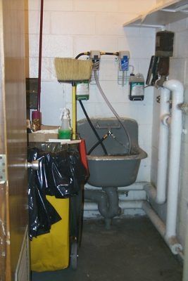 Janitor closet Janitor Closet, Household Cleaning Schedule, Cleaning Cart, Tidy House, Utility Closet, Old Sink, Clean House Schedule, Closet Office, Dog Wash