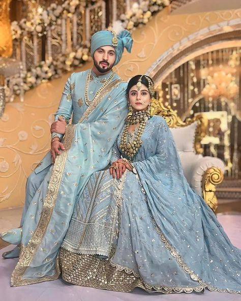 Actors Dheeraj Dhoopar and Yesha Rughani are serving major couple goals with their color - coordinated outfit 💙 @dheerajdhoopar , @yesharughani Follow @wishnwed for more such color-coordinated outfits inspiration #wishnwed #dheerajdhoopar #dheerajdhooper #preeran #preeranforever #dheeshra #matchingoutfits #colorcoordinated #coordinatedcouple #coordinatedfamily #shraddhaarya #shraddha #karanpreeta #preeran #kundalibhagya #indianwedding #indianweddings #weddinginspo #couplegoals #celebri... Couple Dress Matching Indian Simple, Couple Dress Matching Indian, Couple Dress Matching, Hindu Couple, Yesha Rughani, Wedding Matching Outfits, Coordinate Outfits, Casual Bridal Dress, Blush Outfit