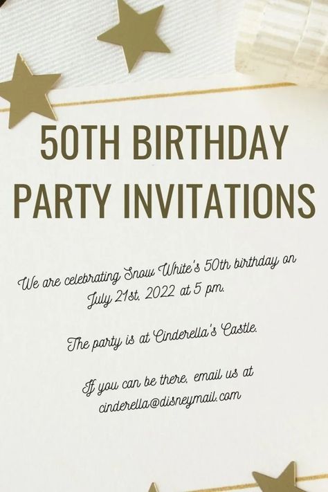 50th birthday party invitations Ideas For 50th Birthday Party, Ideas For 50th Birthday, Birthday Party Invitation Wording, Planning A Party, Ikea Craft Room, 50th Birthday Party Invitations, 50th Bday, Bday Invitations, Fifty Birthday