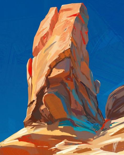 Concept Art practice, desert rock illustration Desert Environment Concept Art, Desert Digital Art, Desert Illustration Art, Rock Concept Art, Desert Concept Art, Desert Drawings, Planet Ideas, Rock Illustration, Desert Drawing