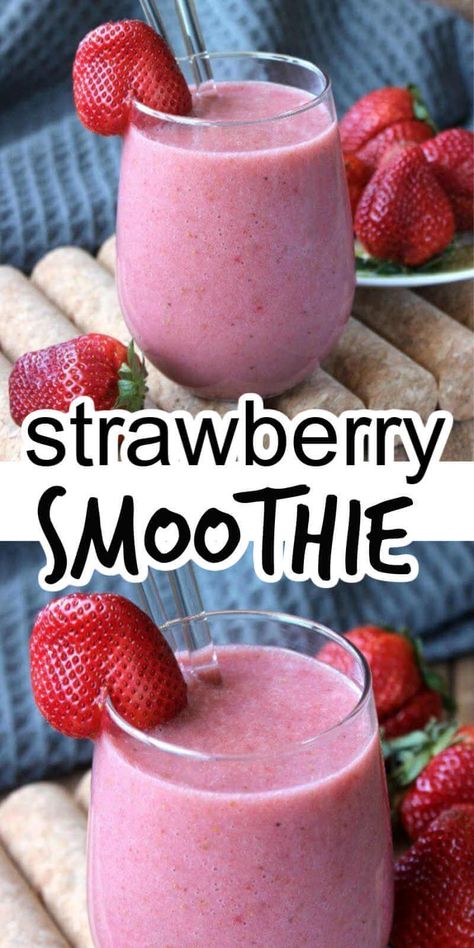 Frozen Strawberry Smoothie, Non Dairy Smoothie, Smoothie Without Milk, Strawberry Smoothie Healthy, Strawberry Smoothie Recipe, Free Smoothie Recipes, Dairy Free Smoothies, Smoothie Recipes Strawberry, Smoothie Drink Recipes