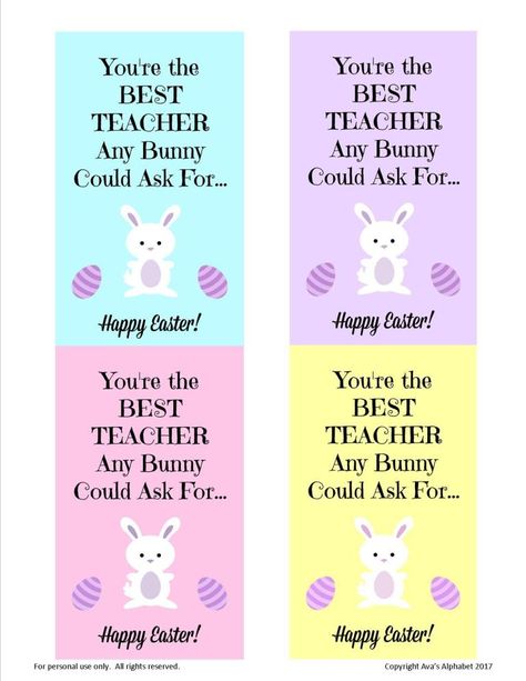 Teacher Appreciation for Easter: The Best Teacher Any Bunny Could Ask For - Ava's Alphabet Easter Appreciation Gifts, Easter Teacher Appreciation, Teacher Gifts Diy, Easter Teacher Gifts, Teacher Appreciation Quotes, Easter Favors, Guidance Lessons, Elementary Counseling, Free Printable Tags