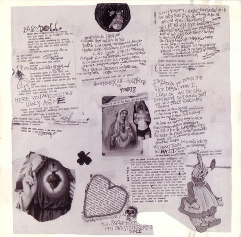 Hole, Pretty on the Inside liner notes/artwork Pretty On The Inside, Scrapbook Collage, Album Ideas, Grunge Music, Courtney Love, Riot Grrrl, Journal Inspo, Journal Aesthetic, Arte Inspo