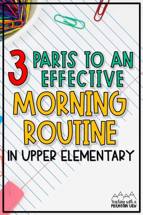 What is your morning routine in 3rd, 4th, and 5th grades? Three tips and resources for a smooth and productive classroom morning routine in upper elementary. The best ideas to start the day in the classroom. Upper Elementary Classroom Setup, Classroom Morning Routine, 4th Grade Classroom Setup, Classroom Setup Elementary, Classroom Routines And Procedures, Teaching Classroom Management, Teaching 5th Grade, Teaching Third Grade, Upper Elementary Math