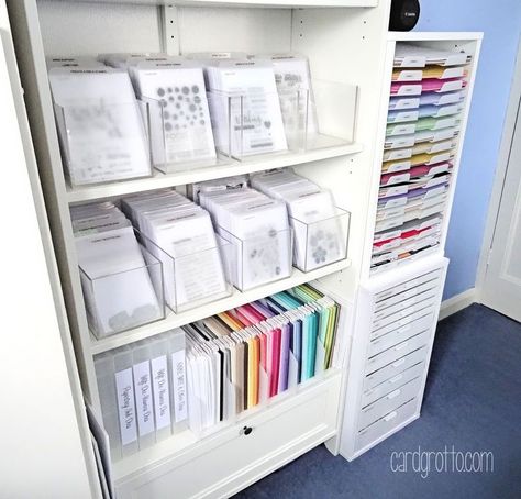 craft room - clear stamp storage - bjl Craft Room Organisation, Scrapbook Room Organization, Paper Organizer, Room Organisation, Craft Storage Organization, Scrapbook Storage, Scrapbook Organization, Stamp Storage, Dream Craft Room