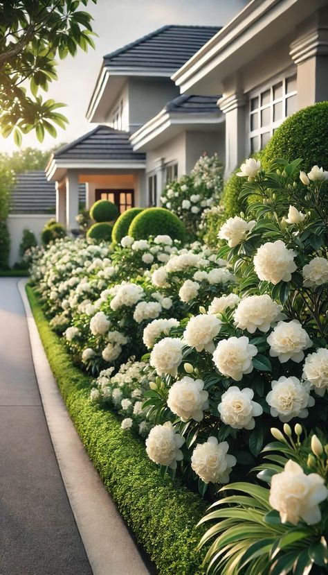 15+ Essential Gardenia Landscaping Ideas for a Fragrant Garden Oasis 60 French Landscaping Ideas, Landscape Ideas With Hydrangeas, Gardenia Landscaping, French Style Garden, Landscaping Front Porch, French Garden Landscaping, Cotswold Garden, French Garden Design, Gardenia Plant