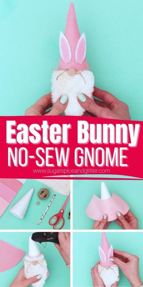 No-Sew Easter Bunny Gnome Dollar Tree Easter Decor, Gnome Craft, Diy Easter Bunny, Easter Crafts For Adults, Paper Bunny, Easter Gnome, Easy Easter Crafts, Popular Crafts, Easter Bunny Crafts