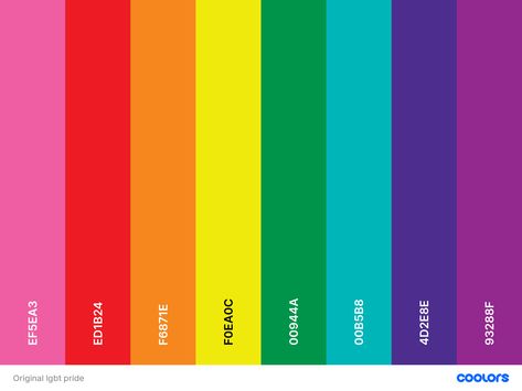 #original #eightstriped #eight #striped #pride #flag #palette #hex Original Pride Flag, Pride Colour Palette, Pride Color Palette, Rgb Code, Pride 2024, Genderfluid Flag, Nostalgic Vibes, Pride Flag Colors, Pride Colors