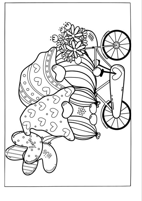 Two Gnomes & A Bike Coloring Page Gnome Paint, Vintage Coloring Books, Arte Folk, Spring Coloring Pages, Summer Coloring Pages, Gnome Patterns, Gnomes Crafts, Cute Coloring Pages, Digi Stamps