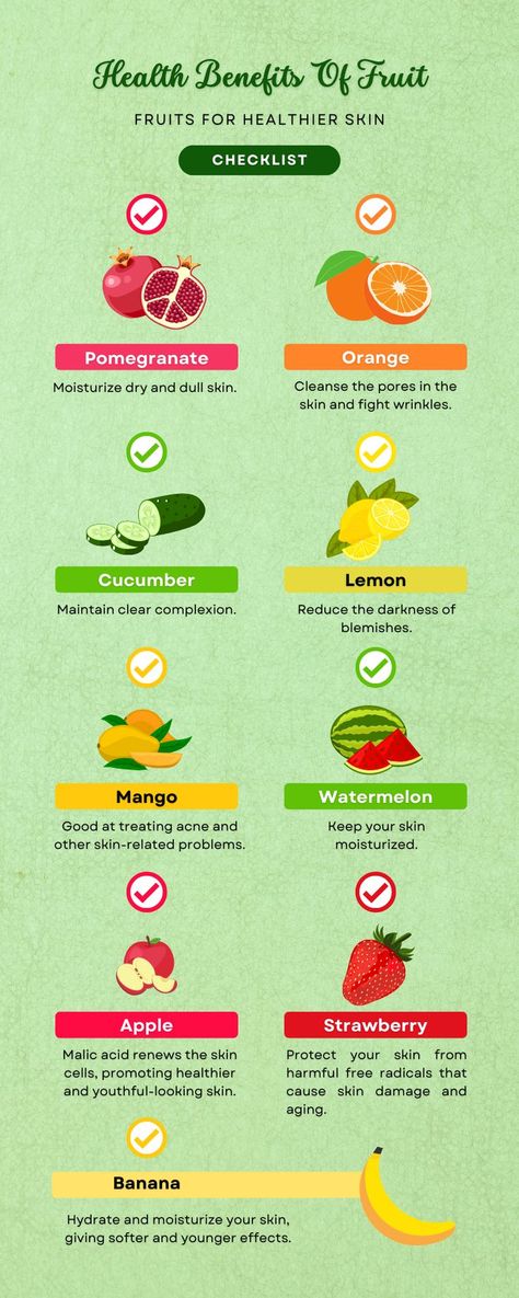 Health Benefits Of Fruit, FRUITS FOR HEALTHIER SKIN Fruits For Glowing Skin, Benefits Of Fruits, Glowing Skin Diet, Foods For Clear Skin, Clear Skin Diet, Food For Glowing Skin, Foods For Healthy Skin, Skin Drinks, Skin Diet