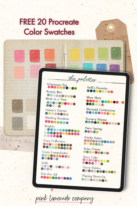 Download my 20 color swatches for Procreate for free. I'm also including a color palette PDF and a install video (if you're new to Procreate and need some help). Free! Procreate Swatches Free, Color Palette Procreate Free, Procreate Palette Free, Pallets For Procreate, Free Procreate Color Palettes, Neon Cakes, Procreate Color Palettes, Free Procreate, Doll Cake