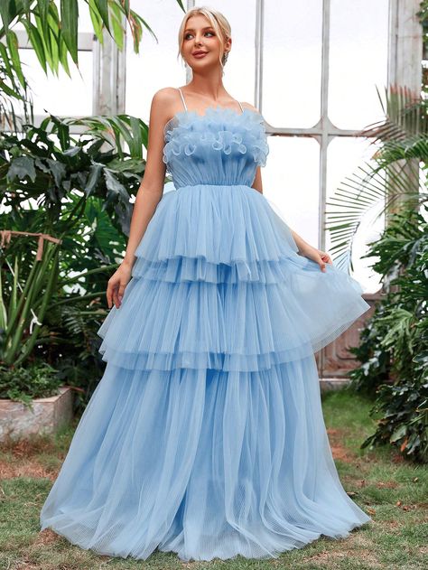 Fairycore Dresses, Women Prom Dresses, Color Celeste, Womens Prom Dresses, Engagement Dresses, Vestidos Prom, Evening Dresses Prom, Ladies Party, Cami Dress